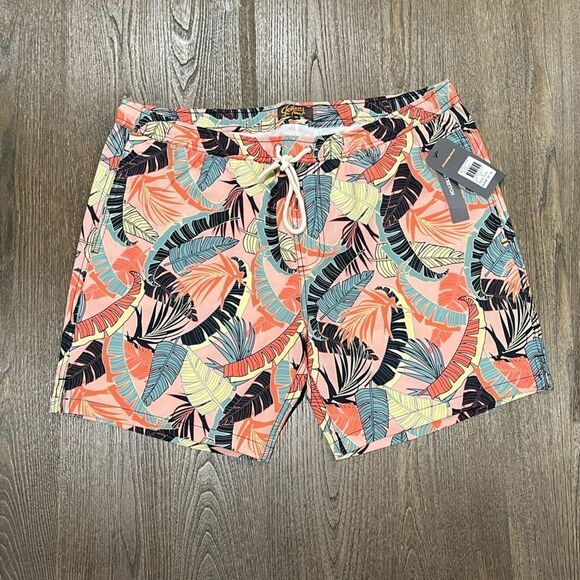 NWT Johnny Bigg Tropics Stretch Swim Shorts Coral Size 40/ 1XL - Picture 1 of 6